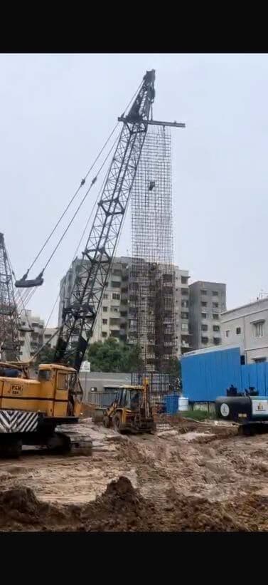 Tower crane at a high-rise construction site