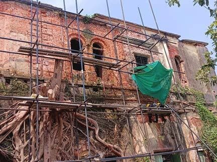 Facade restoration in progress